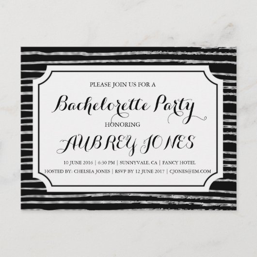 Invitation Carte Postale Faux Silver Foil Bling (Devant)