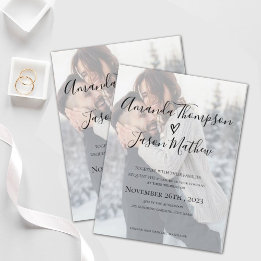 Invitation Carte Postale Faux Vellum Effect Mariage photo double face