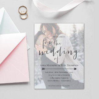 Invitation Carte Postale Faux Vellum Effet Mariage de script de typographie