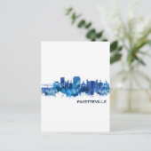 Invitation Carte Postale Fayetteville Caroline du Nord Skyline bleu (Debout devant)