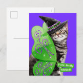 Invitation Carte Postale Fée chaton sorcière (Devant / Derrière)