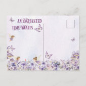 Invitation Carte Postale Fée Florale Violet Premier anniversaire photo (Dos)