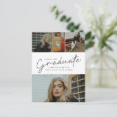 Invitation Carte Postale Félicitations Collage Photo Écriture Moderne (Debout devant)
