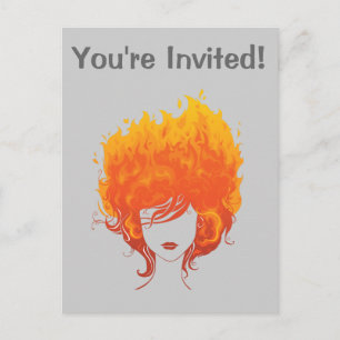 Invitation Carte Postale Femme à tête rouge, cheveux à feu rouge