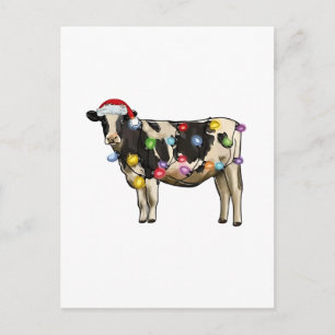 Invitation Carte Postale Ferme de vaches de Noël Amoureux Santa Cute Vacanc
