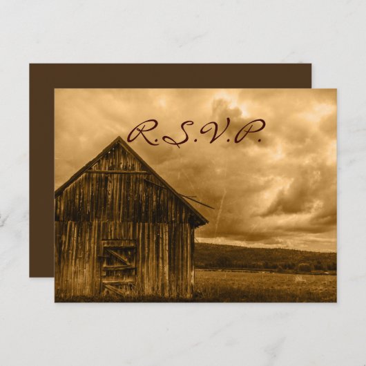 Invitation Carte Postale ferme rustique de l'ouest ferme ancienne grange ma (Devant / Derrière)