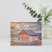 Invitation Carte Postale Ferme rustique ferme rouge grange mariage RSVP (Debout devant)