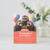 Invitation Carte Postale Ferrets fête d'anniversaire (Debout devant)