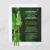 Invitation Carte Postale Festif Arbres d'hiver Rustique Green Fête (Devant / Derrière)