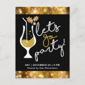 Invitation Carte Postale Festif Sparkling Gold Fireworks (Devant)