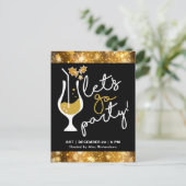 Invitation Carte Postale Festif Sparkling Gold Fireworks (Debout devant)