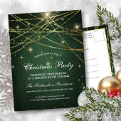 Invitation Carte Postale Festif Sparkling Gold String Lights Fête