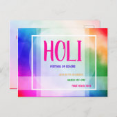 Invitation Carte Postale Festival des couleurs de Holi (Devant / Derrière)