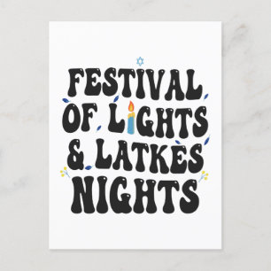 Invitation Carte Postale Festival des lumières et nuits de latkes Hanukkah