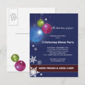 Invitation Carte Postale Festivités d'hiver Diner fêtes (Devant / Derrière)