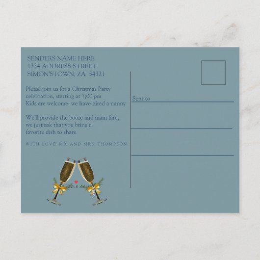 Invitation Carte Postale Fête (Dos)