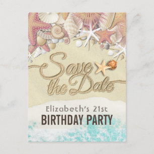 Invitation Carte Postale Fête Anniversaire Économisez La Date Été Plage Éte