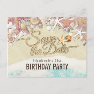 Invitation Carte Postale Fête Anniversaire Économisez La Date Été Plage Éte