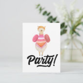 Invitation Carte Postale Fête ! Aquarelle Llama (Debout devant)
