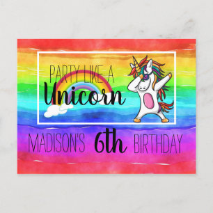 Invitation Carte Postale Fête Comme Une Unicorne Dabbing Danse Anniversaire