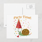Invitation Carte Postale Fête Confetti Heure ! Escargot (Devant / Derrière)