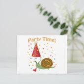 Invitation Carte Postale Fête Confetti Heure ! Escargot (Debout devant)
