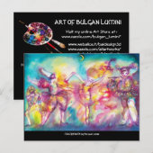 Invitation Carte Postale FÊTE COSTUMÉE,Mardi Gras Masques,Danse,Musique (Devant / Derrière)