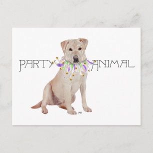 Invitation Carte Postale Fête d'animaux Labrador jaune