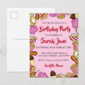 Invitation Carte Postale Fête d'anniversaire aux nourritures de la foire d' (Devant / Derrière)