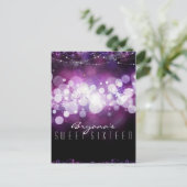 Invitation Carte Postale Fête d'anniversaire avec éclat violet (Debout devant)