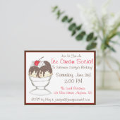 Invitation Carte Postale Fête d'anniversaire avec glace à la sauce au choco (Debout devant)