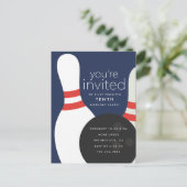 Invitation Carte Postale Fête d'anniversaire de bowling (Debout devant)