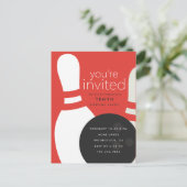 Invitation Carte Postale Fête d'anniversaire de bowling (Debout devant)