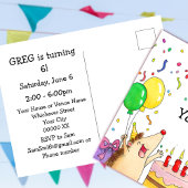 Invitation Carte Postale Fête d'anniversaire de hérisson mignon