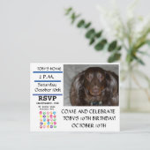 Invitation Carte Postale Fête d'anniversaire de mon chien (Debout devant)