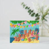 Invitation Carte Postale Fête d'anniversaire de plage (Debout devant)