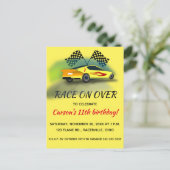 Invitation Carte Postale Fête d'anniversaire de voiture de course modifiabl (Debout devant)