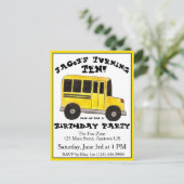 Invitation Carte Postale Fête d'anniversaire d'enfant Grand Bus Scolaire Ja (Debout devant)