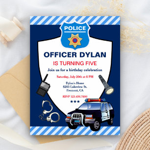 Invitation Carte Postale Fête d'anniversaire des enfants d'un agent de poli