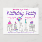 Invitation Carte Postale Fête d'anniversaire des monuments de New York City (Devant)