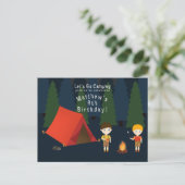 Invitation Carte Postale Fête d'anniversaire du camping (Debout devant)