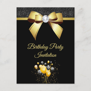 Invitation Carte Postale Fête d'Anniversaire Glamour Elegance