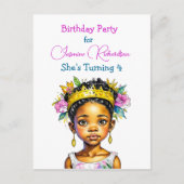 Invitation Carte Postale Fête d'anniversaire personnalisée Princesse de cou (Devant)