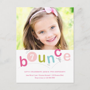 Invitation Carte Postale Fête d'anniversaire pour enfants Budget Bounce