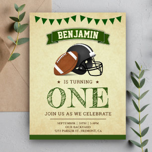 Invitation Carte Postale Fête d'anniversaire Vintage Sports Football 1ère a