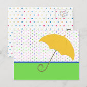 INVITATION CARTE POSTALE FÊTE DE BABY SHOWER PARAPLUIE POIS (Devant / Derrière)