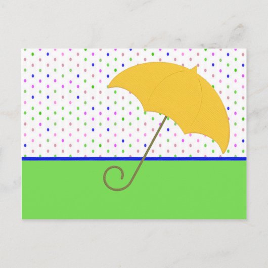 INVITATION CARTE POSTALE FÊTE DE BABY SHOWER PARAPLUIE POIS (Devant)