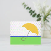 INVITATION CARTE POSTALE FÊTE DE BABY SHOWER PARAPLUIE POIS (Debout devant)