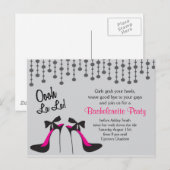 Invitation Carte Postale Fête de Bachlerotte / Filles Night Out/ (Devant / Derrière)