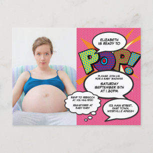 Invitation Carte Postale Fête de Bébé Rose Fun Moderne Photo